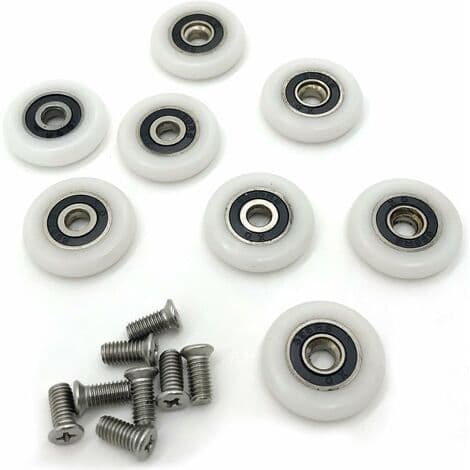 Sett med 8 erstatningshjul for dusjdører med 23 mm diameter