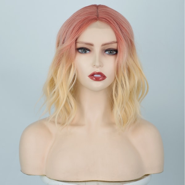 Blonde gradient red wig for women