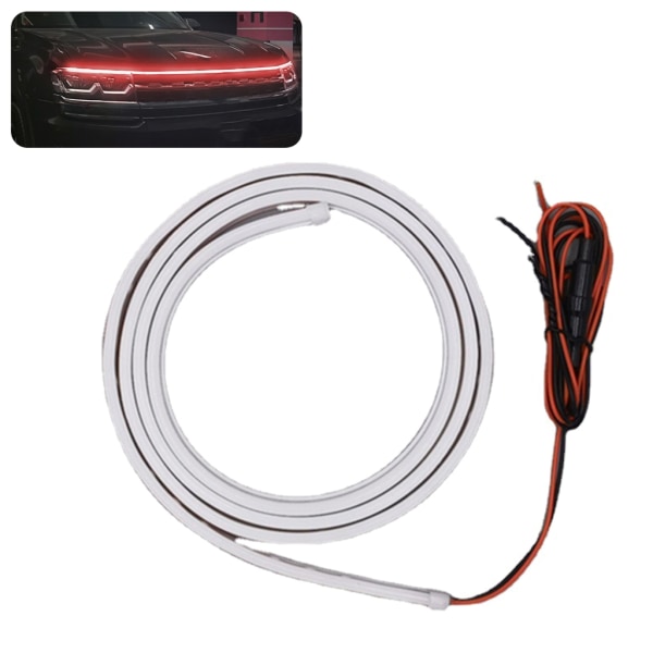 Auton konepellin valonauhat, dynaamiset LED-valot autoille, ulkoiset joustavat valonauhat päivänvalon koristeelliset LED-valonauhat punainen valo Red light 1.5m