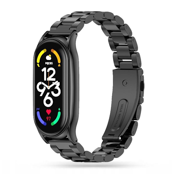 Tech-Protect Xiaomi Mi Smart Band 7 -ranneke, ruostumaton teräs, musta