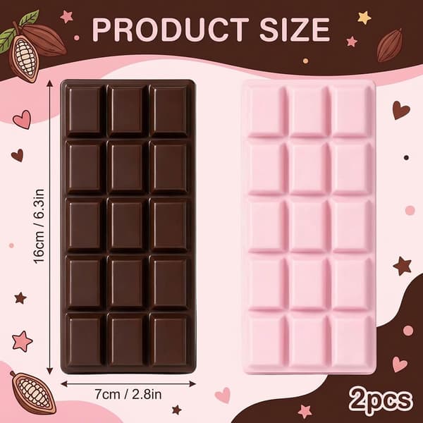 2 stk. sjokolade-squishy, sjokoladeplate skrivebordstilbehør (16*7 cm) (brun, rosa)