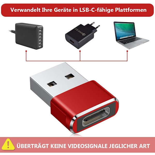USB-C hona till USB hane adapter 2 stycken, laddningskabel koppling