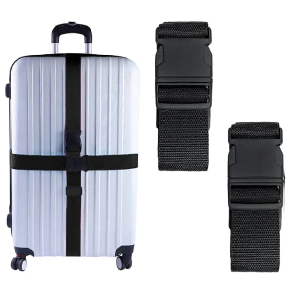 4er bagasjerem bagasjeremsett svart justerbar bagasjerem bagasjerem koffert stropp bagasjerem koffert