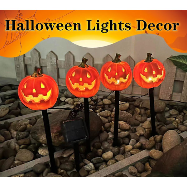 2 kpl Halloween-kurpitsan aurinkokäytävät valot Oranssit puutarhapanosvalot Halloween ulkokoristeet
