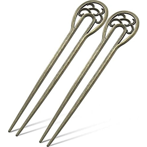 12cm 2 stk. Nordisk Klassisk Metal U-Formet Hårnåle Vintage Hårnåle Hårgaffel Pin 2-Tandet Klemme Op Chignon Pins Hår