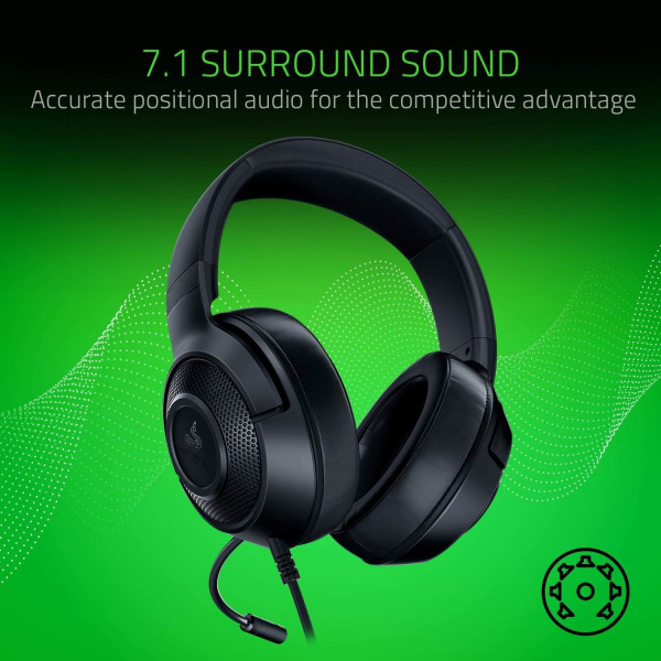 Trådbunden Ultralätt Spelheadset med Surroundljud, Lättviktsaluminiumram