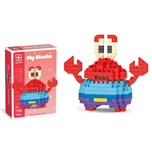 Mini Byggkloss Leksak Karaktärskort Rolig Byggkloss Leksak Sponge ONE-SIZE