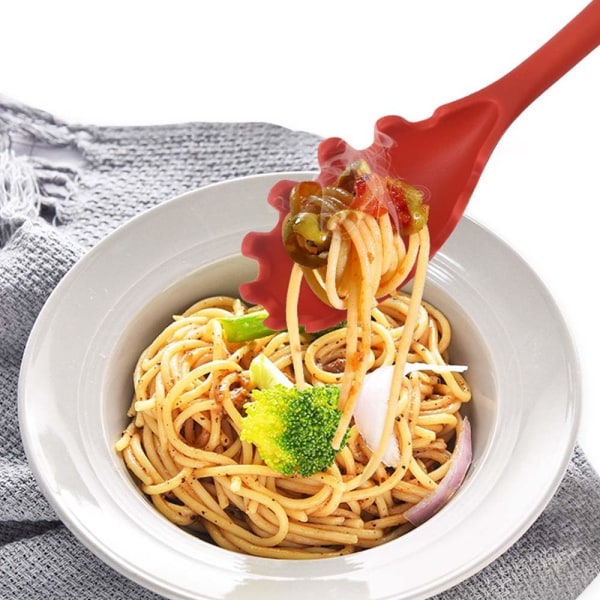 2 pakke kjøkken spaghetti skje silikon spaghetti skje kjøkken gadgets (rød)