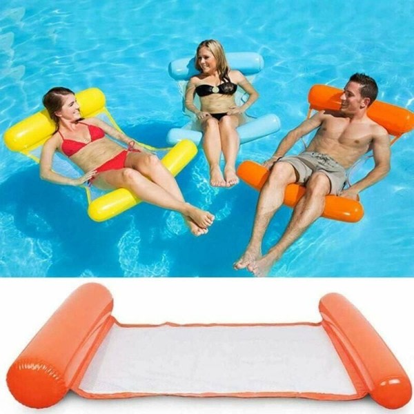 Puhallettava kelluva uima-allas kelluva riippumatto Easy Liing Seat kelluva lautta riippumatto sänky tuolimatto rantaan/juhliin/lomaan, oranssi