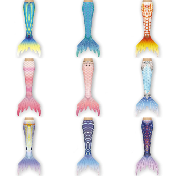 Girl Mermaid Tail med Monofin ljusblå light blue 130