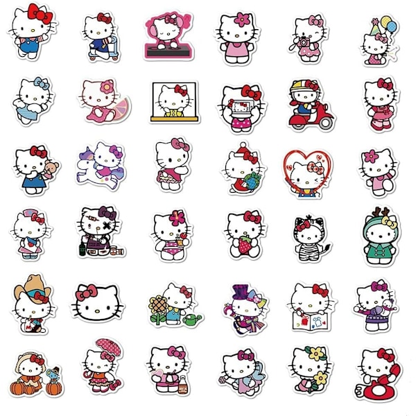 100 stk Klassiske 80- og 90-talls Bilstikker for Laptop Bilsticker Perfekt Hello Kitty