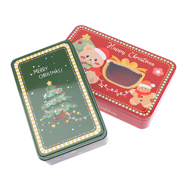 Julegodteriboks i blikk, rektangulær, Merry, gaveoppbevaring, B A