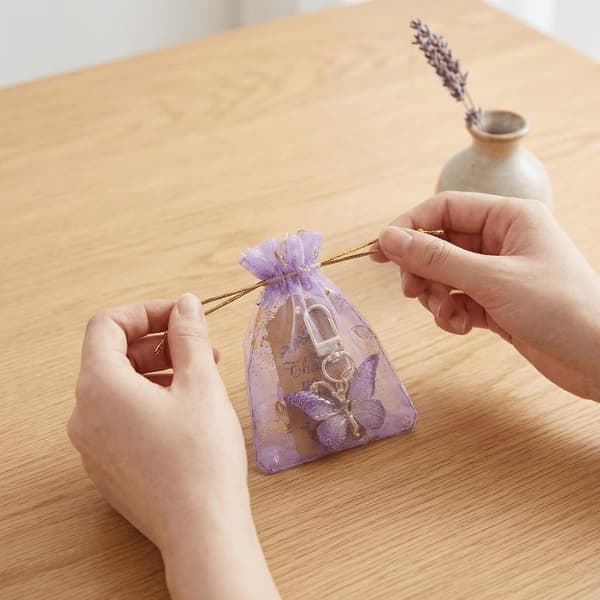 36 sommerfuglenøglering festgaver sæt med organzaposer A Purpl Purple 1 set