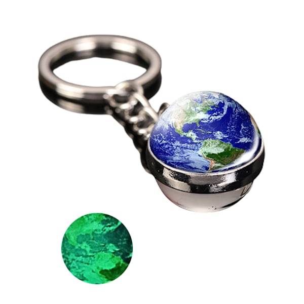 Lysende nøglering med bærbart solsystem-planet nøglering dobbeltsidede glas kugler nøglering gaver til børn søstre og venner