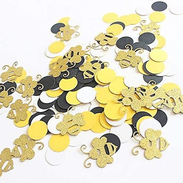 360 kpl mehiläiskonfetti kultaa kimaltelevaa mehiläiskonfettia keltainen musta ympyräkonfetti