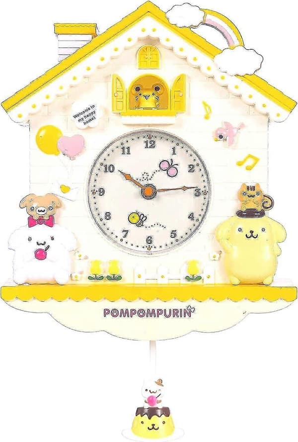Melody Väggklocka 30 cm Tecknad Gungande Barn Flickor Vägg Quartz Klocka Heminredning Sovrum Tecknad Väggklocka Orange