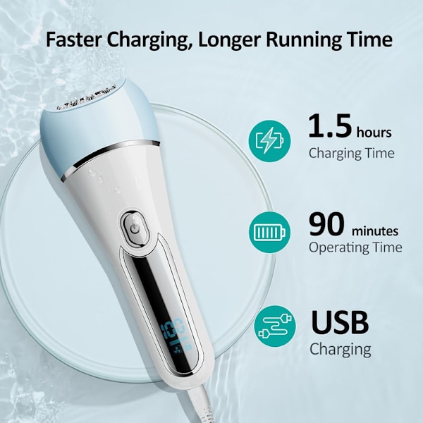 Kvindernes 6 i 1 Epilator, IPX7 Vandtæt Genopladelig Hår Fjernelse Shaver til Hele Kroppen
