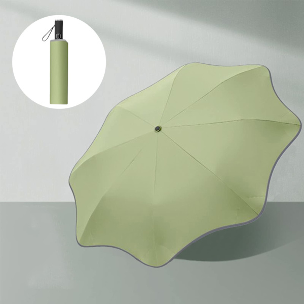 Reflekterande remsa runt anti-stämpel solig paraply anti-ultraviolett full glasfiber skelett 8 ribbor (vinyl matcha grön)