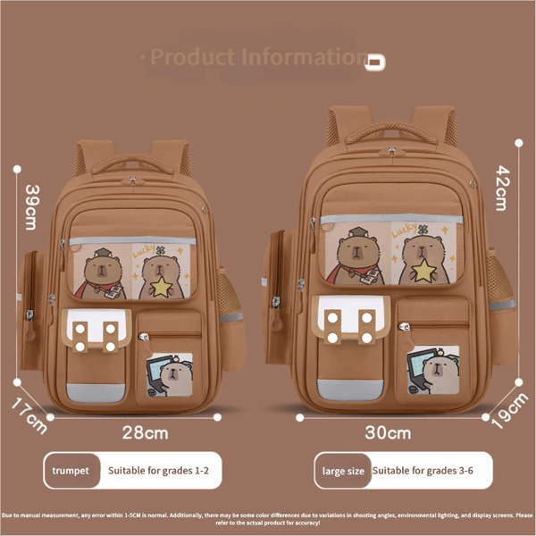 Capybara Små Skoletasker Nye Store Kapacitet Vandtæt Nylon Elevtasker med Trykt Logo til Piger Engros Purple Small