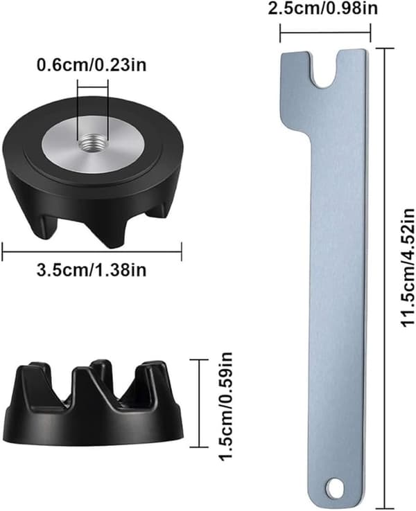 Blender 4-delt kobling med skiftenøgle passer til KitchenAid Blender Ksb5 Ksb3 Blenderkoblinger Blendertilbehør Wp9704230vp Wp9704230 Ps1174692 Sort