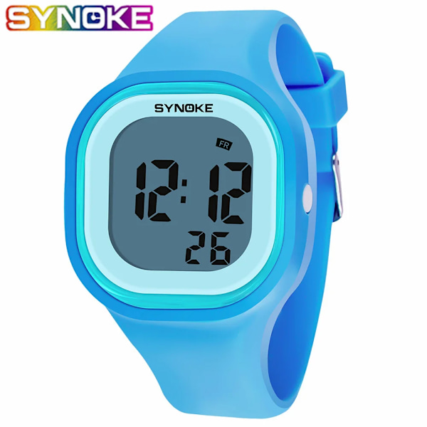 SYNOKE Herre Digitalt Armbåndsur Sports LED Alarmklokke 50M Vanntett Timer Dame Elektronisk Klokker Relogio Masculino Blue