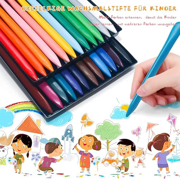Babykritor 24 färgade triangulära pennor, tvättbara pennor