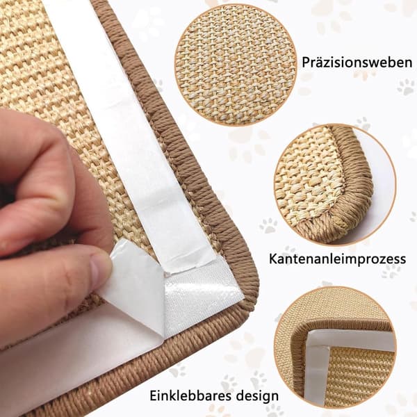 Sisal Kattekloringsmatte 20 x 40 cm Slitesterkt kloremøbel for katter beskyttelse for møbler og dører