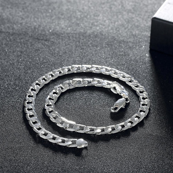 925 Sterling Silver Halsband för mäns 20inches Klassisk 8mm kedja Lyxsmycken Bröllop Julklappar
