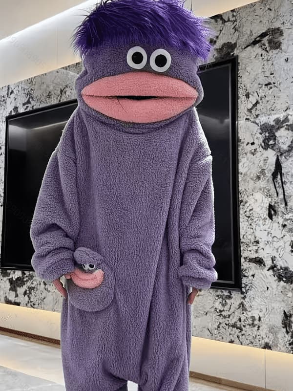Lilla og koral pyjamas-heldragt Asian One size 【Purple】