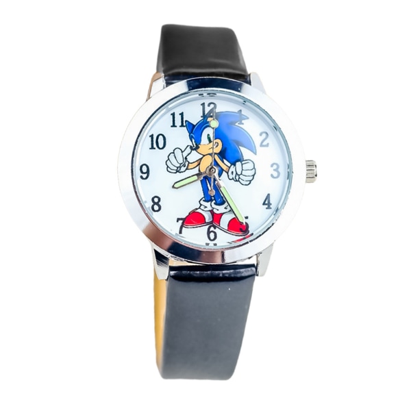 Sonic The Hedgehog Character Cartoon Leather Band Watch black