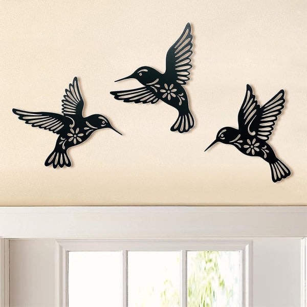 Piece Metal Hummingbird Wall Art Decoration ontto rautainen musta lintu veistos riippuva riipus koriste Livin