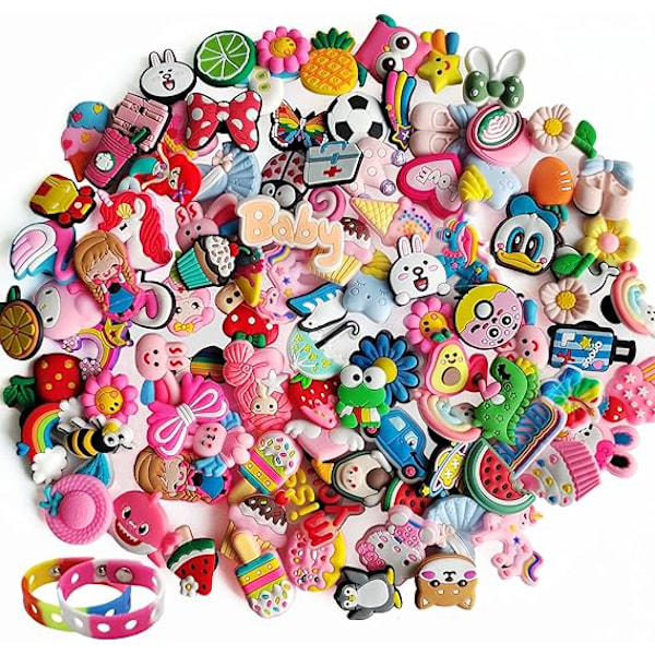 100 stk. hov charms forskellige mønstre tilfældige PVC tilbehør for_xx B