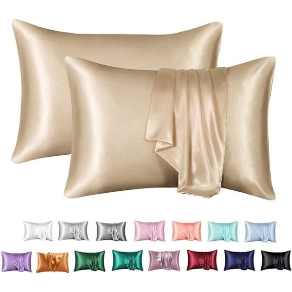 2 stk Putesett Satin Hårskjønnhet Putesett Hjemmeinnredning Khaki Khaki 50x66cm-2PCS