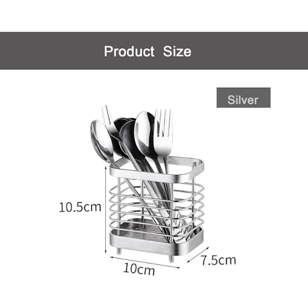 Rostfri Diskställ Köksdisk Organiser, Besticksställ för Bestick (Silver)
