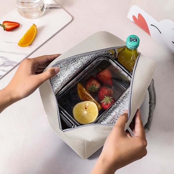 Söta Lunchväskor för Kvinnor Tecknad Termisk Väska (Beige)