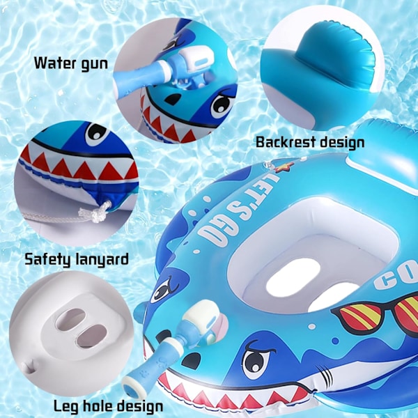 Baby Buoy Vattenpistol, Barnpoolstol Badring Baby Buoy för Uppblåsbar Uppblåsbar Flytande Simtränare för Barn 3-8 År