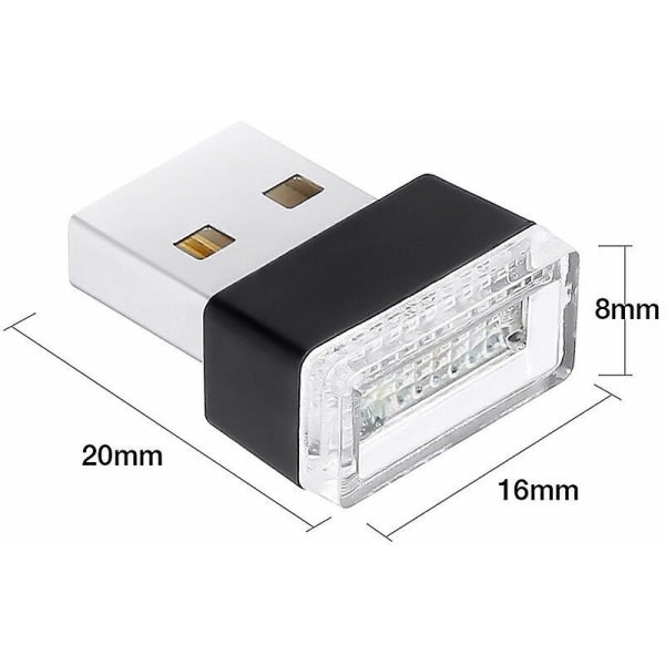USB Led Mood Lampe Til Bil Interiør, 7 Mini USB Led Lamper 5v Plug In Til Bil Interiør.