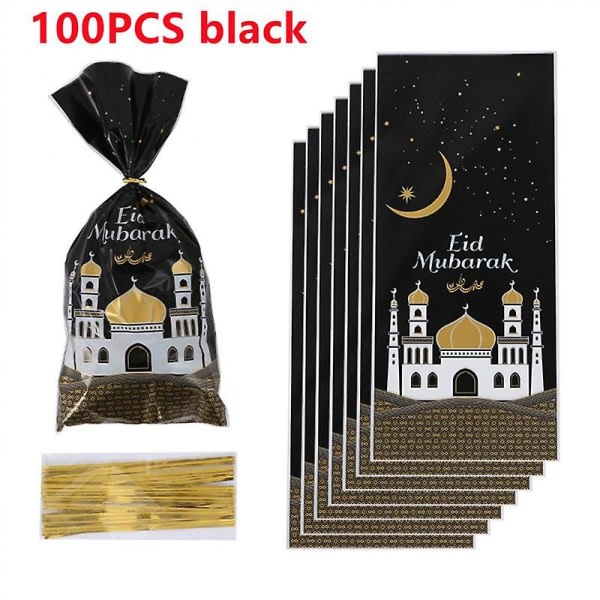 50 stk Eid Mubarak gaveposer Plastic kage Slikpose Ramadan Kareem Decor 2023 islamisk muslim