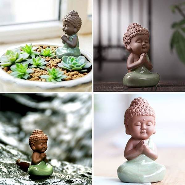 1 kpl (TYYL-C) Keraaminen pieni söpö vauva Buddha patsas munkkihahmo C