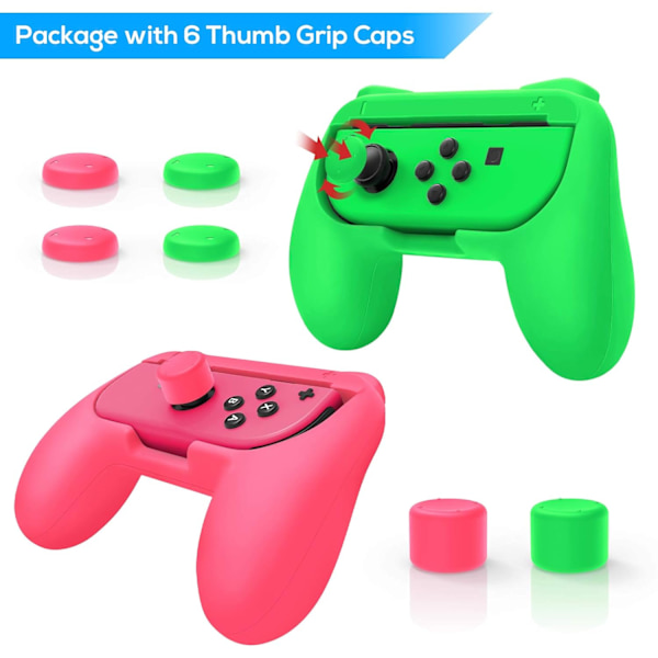 Grepp som är kompatibla med Nintendo Switch för Joy Con & OLED-modell för Joycon Green and Pink