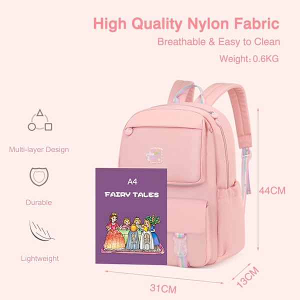 Vanntett skolesekker for barn Regular full pink small