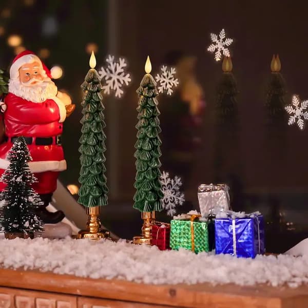Flimrende Flameless LED juletrelys med fjernkontroll, timer, batteridrevet vindusdekorasjon 9,7 tommer