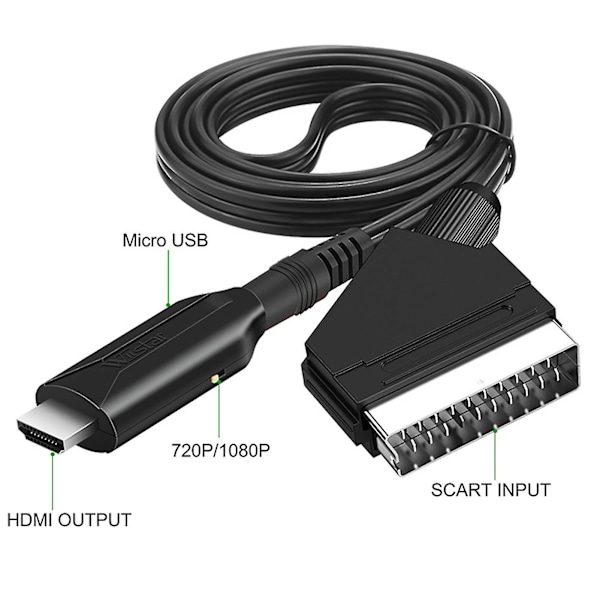 Scart till HDMI-kompatibel omvandlare - Plug and Play - Ljudtillbehör med kraftfull kompatibilitet för