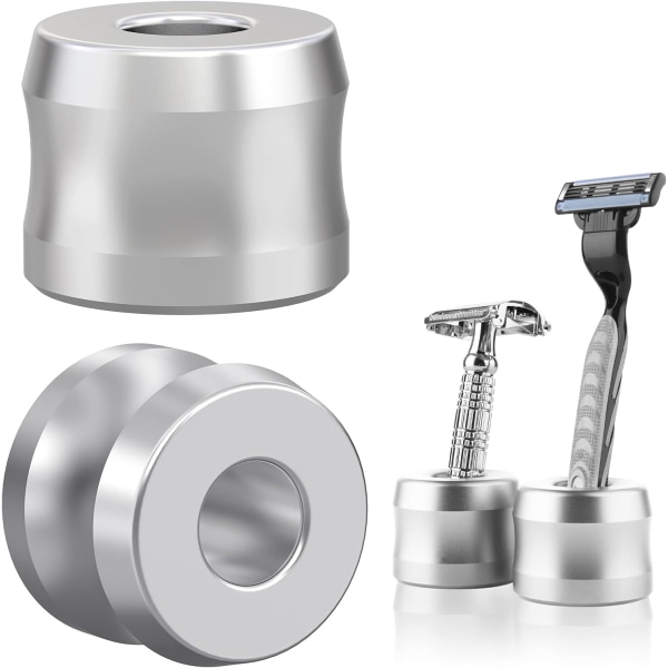 2-paknings barberhøvelstativ, åpningsdiameter 0,7" (18,5 mm) barberstativ i aluminiumslegering for menn