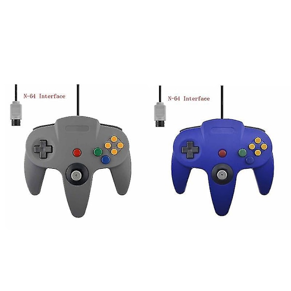 2-pakks Klassisk Ledningsbasert N64-Kontroller Retrospill 64-bitts Spillkontroll Joystick Erstatningskontroll 21 2pcs