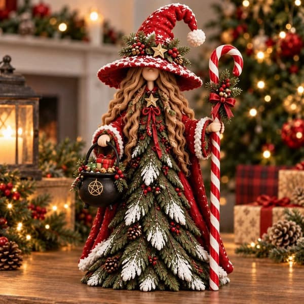 Håndlavet juleheksedekoration julepynt Owl Witch As shown in the figure