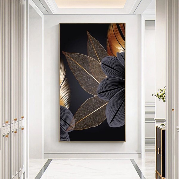 Ylellinen julistekangas - seinäkuvat / kultaiset mustat lehdet, kehyksetön kuviollinen set , 3 (15 * 20 cm)