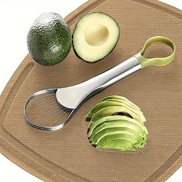 Avocadoskærer i rustfrit stål, manuelt køkkenredskab, rundt blad, intet behov for elektricitet, frugt- og grøntsagsskærer til hjemmebrug
