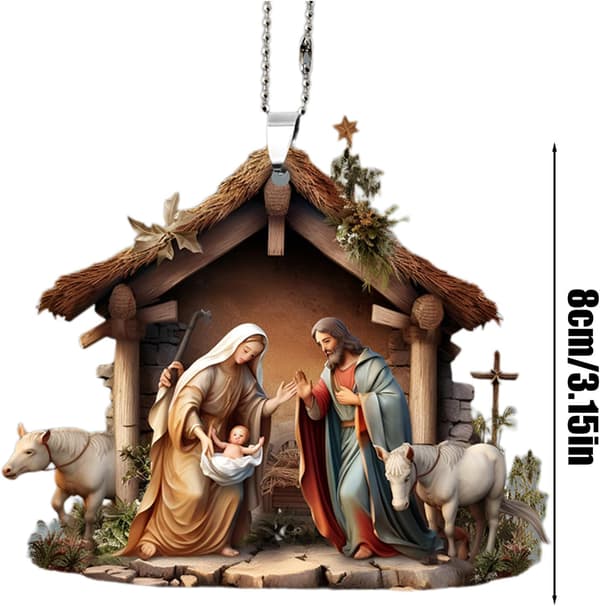 Julkrubbahänge, julgransdekoration | Julkrubba Julkrubba Ornament, 3D Akryl Julkrubba Julkrubba Ornament G