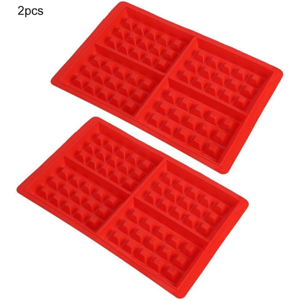 2 kpl Muotti kakku muotti, Vaahtelumuoti Silikoninen, Kakku muotti Jääkuutio Leivonnainen muotti, 4-in-1 Square Waffles